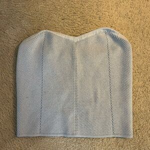 Aerie Light Blue Ribbed Knit Strapless Top